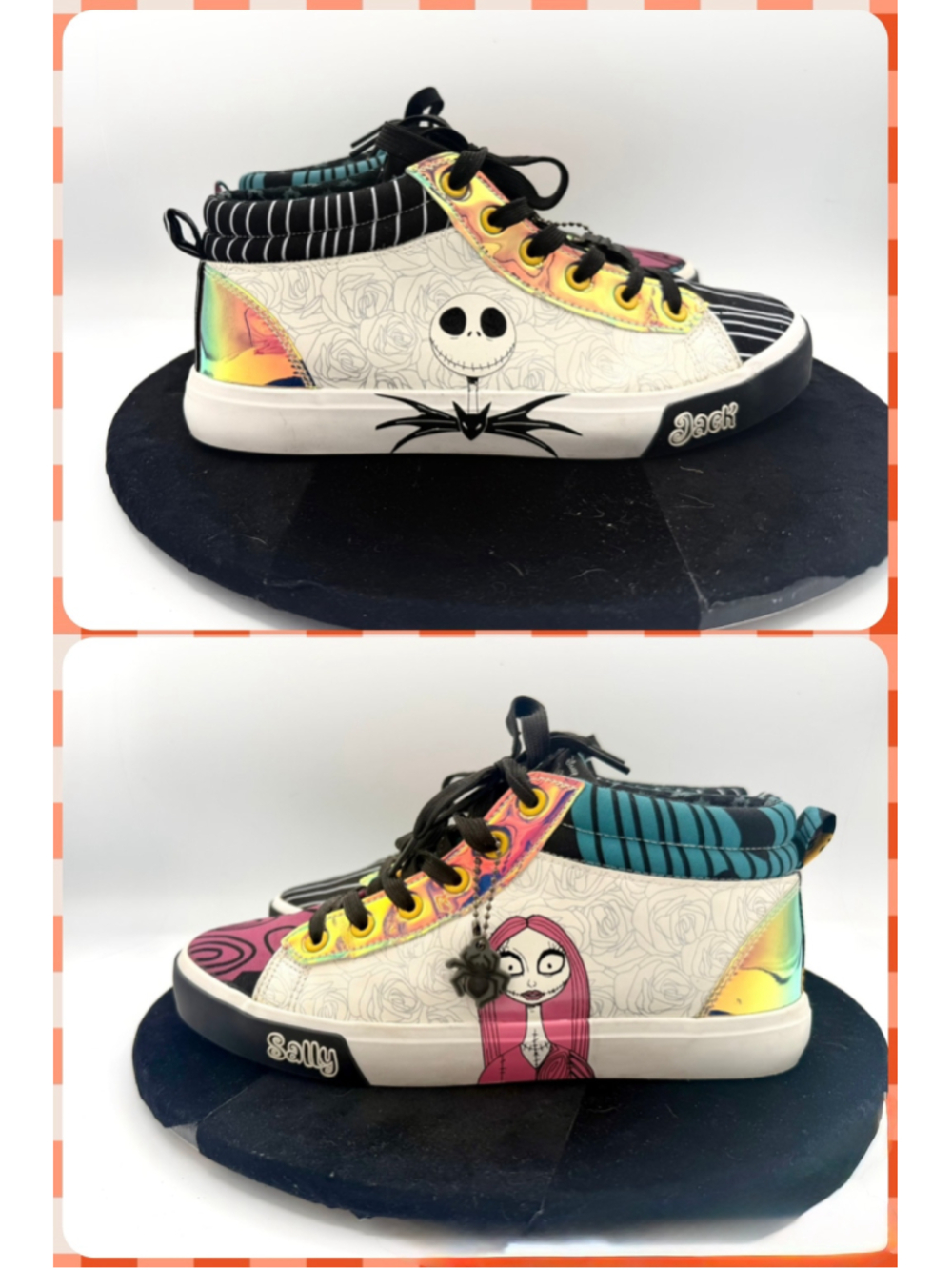Women's Disney Nightmare Before Christmas High Top Sneakers, White/Black Size 8